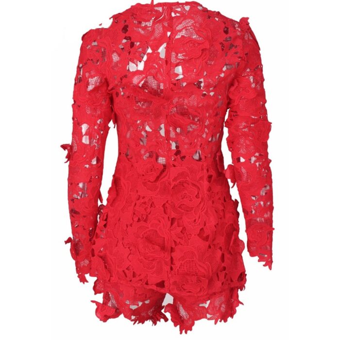 White Lace Long Sleeved Suit - 图片 14