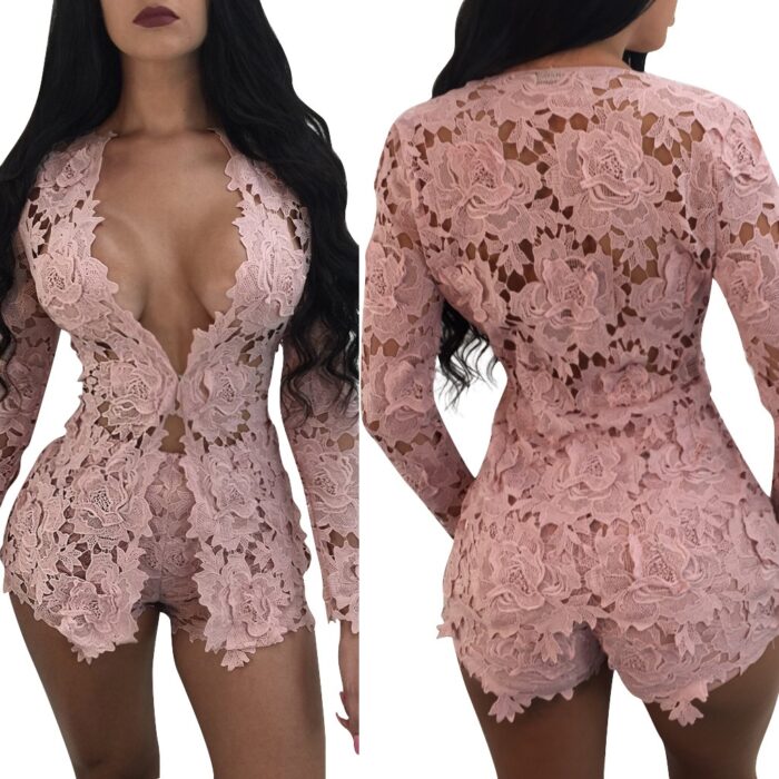 White Lace Long Sleeved Suit - 图片 3