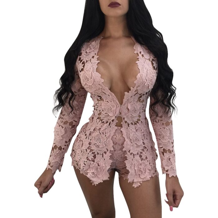 White Lace Long Sleeved Suit - 图片 7