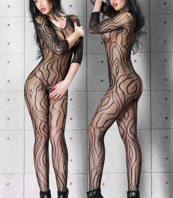 Sexy Stripes Romper Suit  Open Crotch  Bodystocking Stocking Lingerie