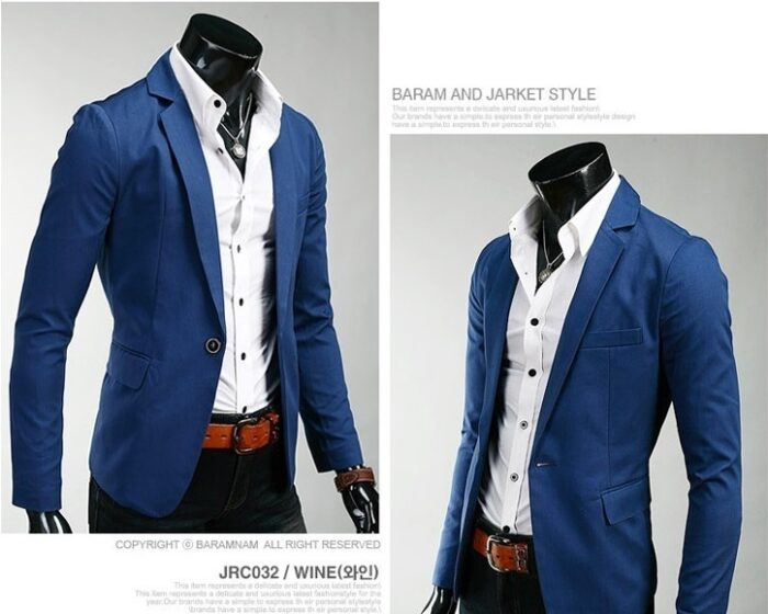 Men's Fashion Blazer Korean Solid Color Slim Fit One Button Trendy Casual Dress Suit Luxury Brand Designer Mens Blazer - 图片 6