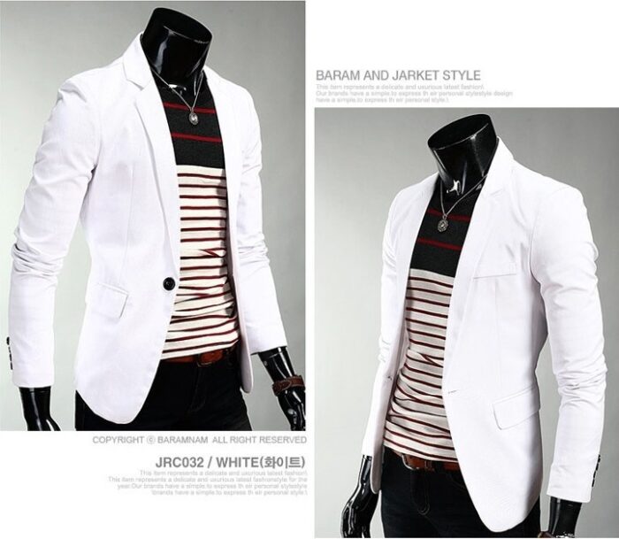 Men's Fashion Blazer Korean Solid Color Slim Fit One Button Trendy Casual Dress Suit Luxury Brand Designer Mens Blazer - 图片 7