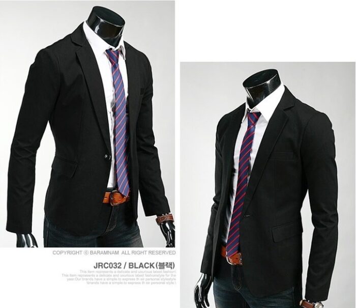 Men's Fashion Blazer Korean Solid Color Slim Fit One Button Trendy Casual Dress Suit Luxury Brand Designer Mens Blazer - 图片 8