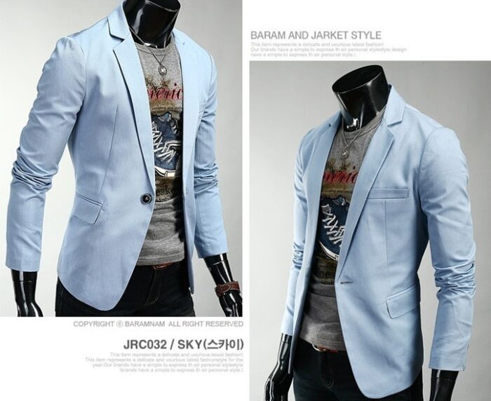 Men's Fashion Blazer Korean Solid Color Slim Fit One Button Trendy Casual Dress Suit Luxury Brand Designer Mens Blazer - 图片 9
