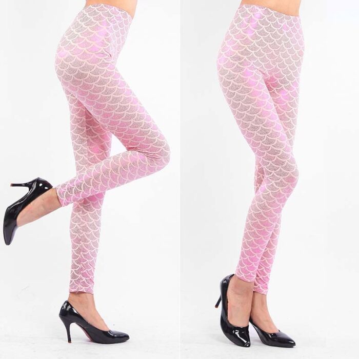 Women's Mermaid Sirena Shine Stretch Leggings  Punk Shiny Fish Scale Pants - 图片 11