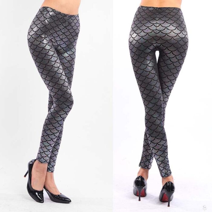 Women's Mermaid Sirena Shine Stretch Leggings  Punk Shiny Fish Scale Pants - 图片 13
