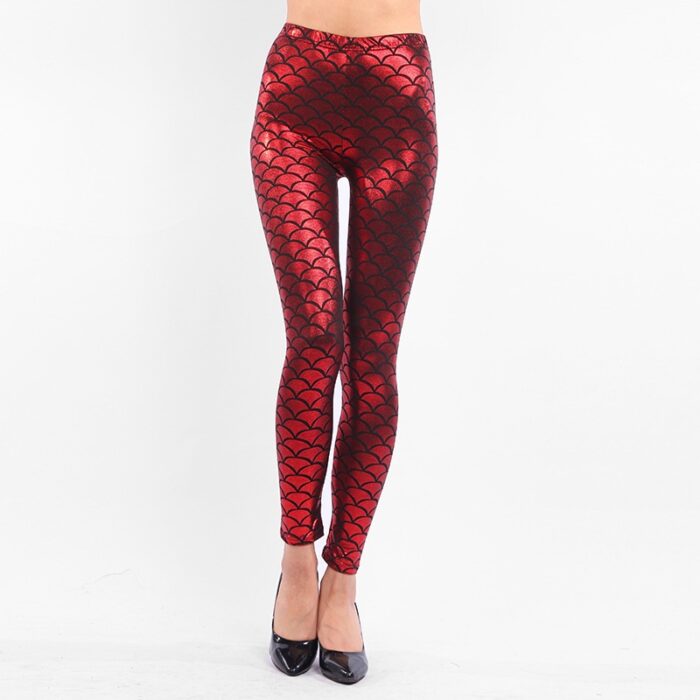 Women's Mermaid Sirena Shine Stretch Leggings  Punk Shiny Fish Scale Pants - 图片 16