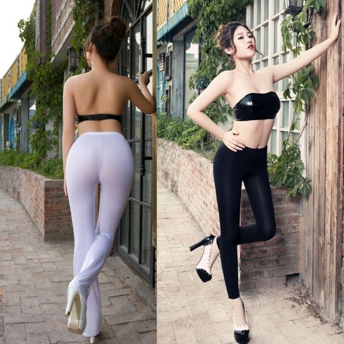 Women's See-through Transparent Tights Nightclub Leggings Elastic Pants - 图片 9