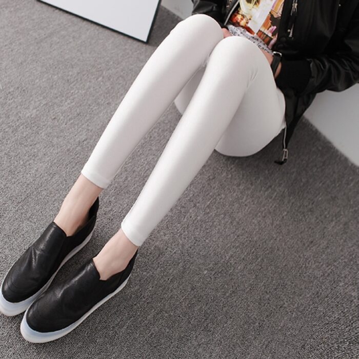 Women's Leggings Fluorescent Ice Silk High Elastic High Waist Tights Female Leggings - 图片 4