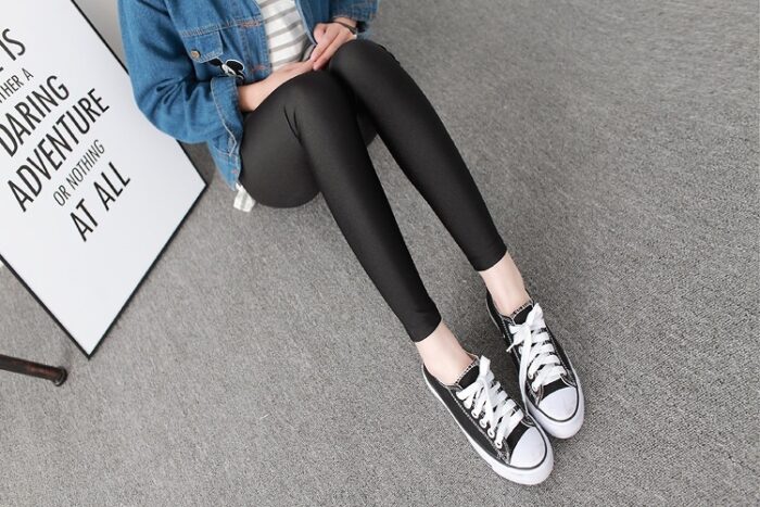 Women's Leggings Fluorescent Ice Silk High Elastic High Waist Tights Female Leggings - 图片 9