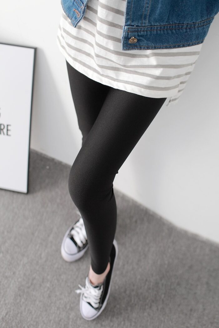 Women's Leggings Fluorescent Ice Silk High Elastic High Waist Tights Female Leggings - 图片 10