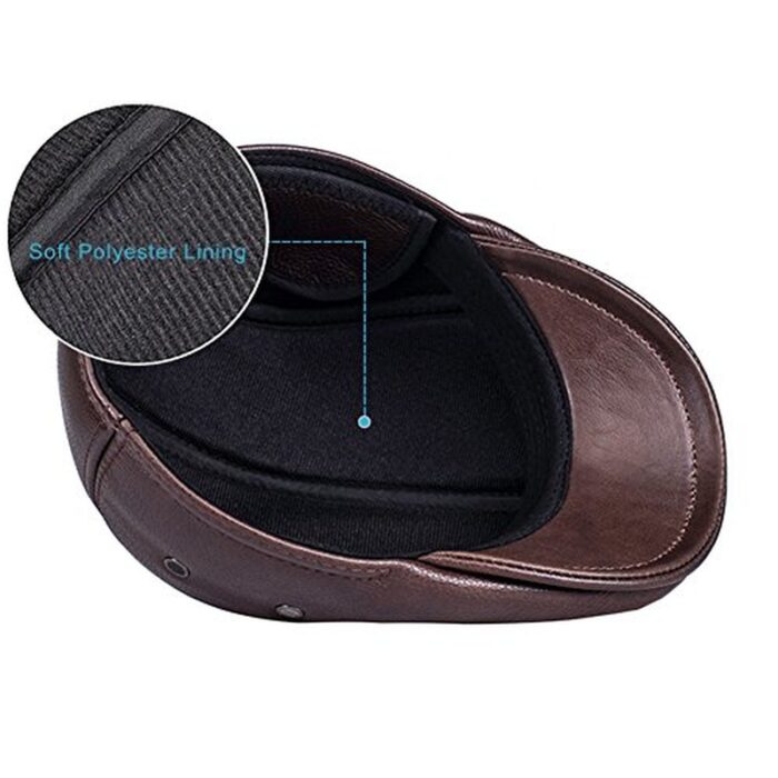 Men's Real Cowhide Leather Beret Hunting Cap Beanie Trucker Cap Mens Sports Hat - 图片 11