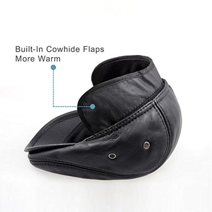 Men's Real Cowhide Leather Beret Hunting Cap Beanie Trucker Cap Mens Sports Hat - 图片 17