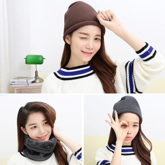 3 in 1 Outdoor Multifunctional Scarf Unisex Men Women Thermal Warm Fleece Snood Scarf Neck Warmer Beanie Ski Balaclava Hat - 图片 5