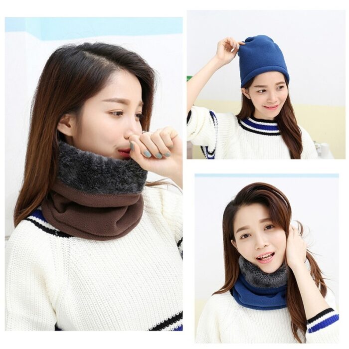 3 in 1 Outdoor Multifunctional Scarf Unisex Men Women Thermal Warm Fleece Snood Scarf Neck Warmer Beanie Ski Balaclava Hat - 图片 6