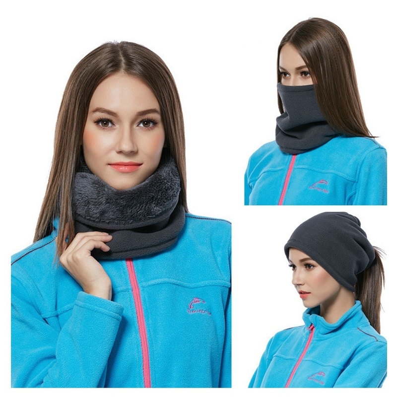 3 in 1 Outdoor Multifunctional Scarf Unisex Men Women Thermal Warm Fleece Snood Scarf Neck Warmer Beanie Ski Balaclava Hat