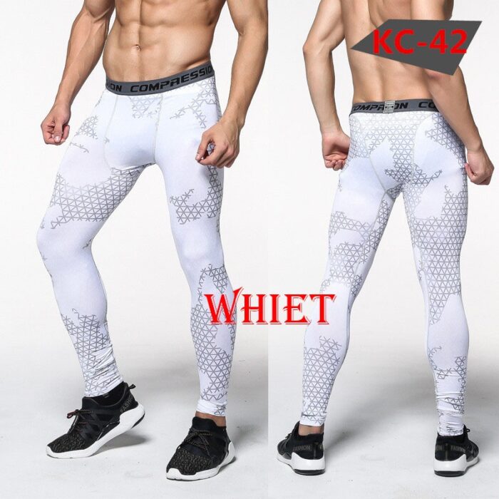 Mens Compression Pants New Fashion Print Quick Dry Skinny Bodysuit Leggings Tights Fitness MMA Pants Trousers Elasticity Leggings - 图片 2