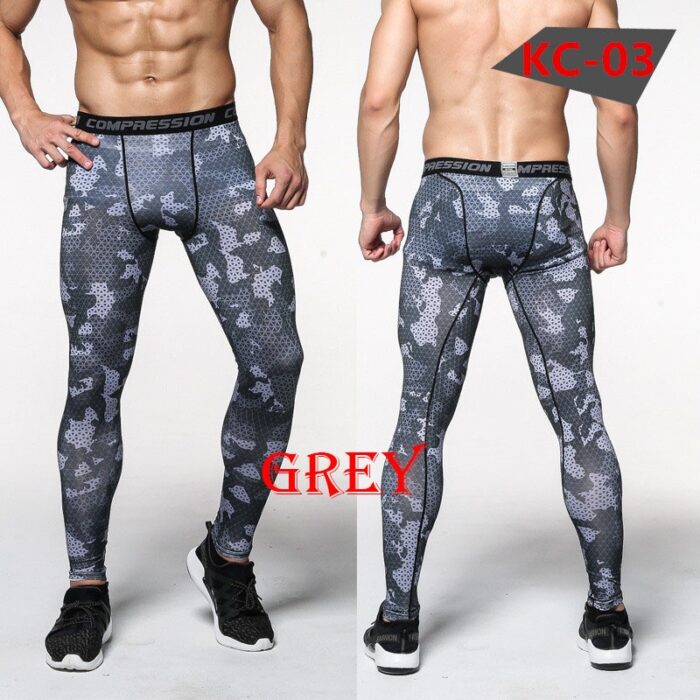 Mens Compression Pants New Fashion Print Quick Dry Skinny Bodysuit Leggings Tights Fitness MMA Pants Trousers Elasticity Leggings - 图片 3