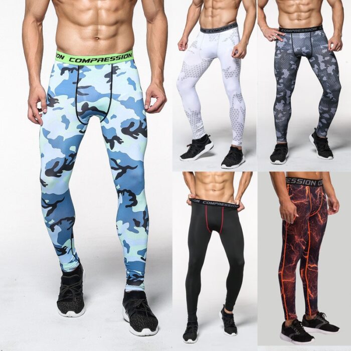 Mens Compression Pants New Fashion Print Quick Dry Skinny Bodysuit Leggings Tights Fitness MMA Pants Trousers Elasticity Leggings