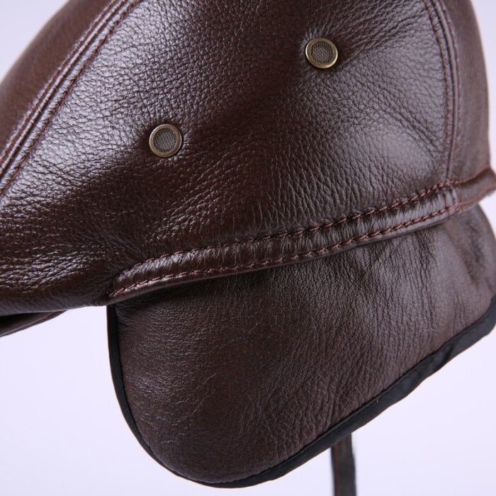 Real Cowhide Leather Cap First Layer Cowhide Leather Hat Genuine Leather Cap - 图片 8