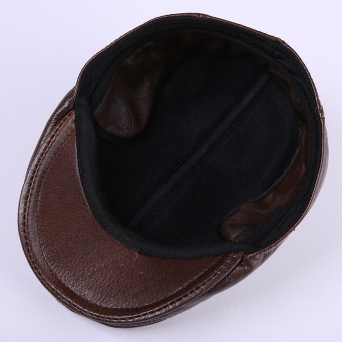 Real Cowhide Leather Cap First Layer Cowhide Leather Hat Genuine Leather Cap - 图片 9