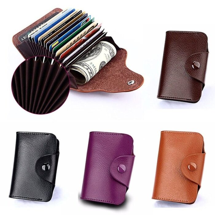 Genuine Leather Wallet  Leather Purse Credit Card Wallet Many Crads Coin Purse Clutch Purse Unisex - 图片 2