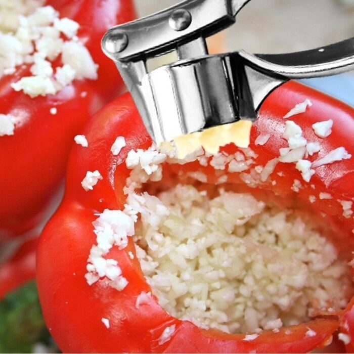 Professional Kitchen Stainless Garlic Press Garlic Mincer Ginger Crusher Ginger Squeezer Heavy Duty Garlic Presser Garlic Crush Garlic Chopper, User-Friendly, Easy to Clean and Highly Durable - 图片 2