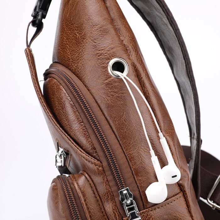 Fashion Men's  Leather Bag Chest Pack Crossbody Bags Messenger Bags Vintage Travel Bag  Casual Outdoor Shoulder Bags - 图片 11