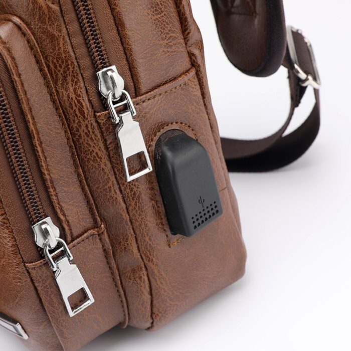 Fashion Men's  Leather Bag Chest Pack Crossbody Bags Messenger Bags Vintage Travel Bag  Casual Outdoor Shoulder Bags - 图片 12