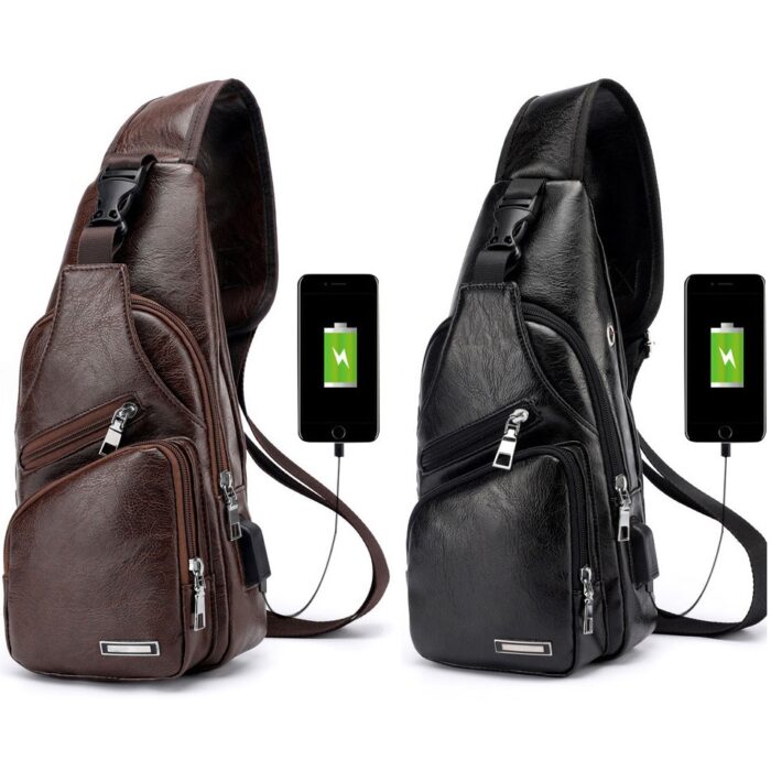 Fashion Men's  Leather Bag Chest Pack Crossbody Bags Messenger Bags Vintage Travel Bag  Casual Outdoor Shoulder Bags - 图片 5