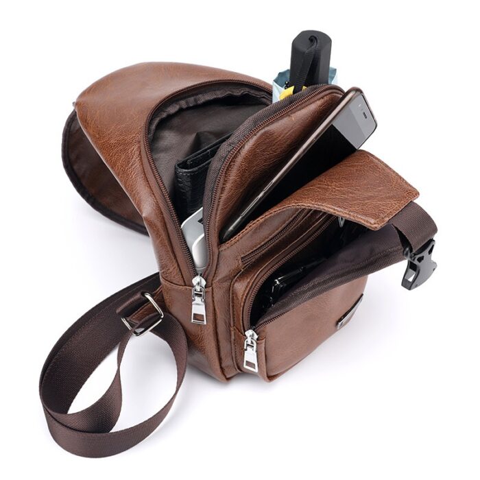 Fashion Men's  Leather Bag Chest Pack Crossbody Bags Messenger Bags Vintage Travel Bag  Casual Outdoor Shoulder Bags - 图片 7