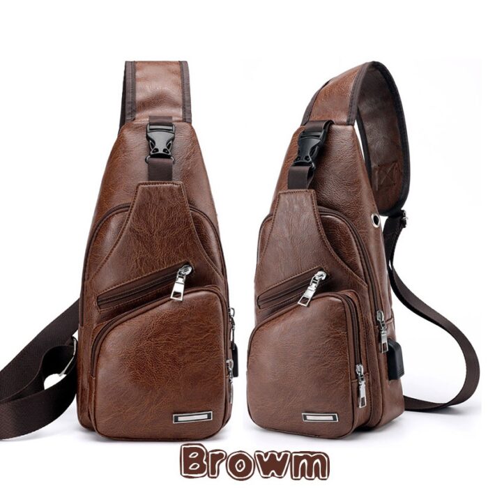 Fashion Men's  Leather Bag Chest Pack Crossbody Bags Messenger Bags Vintage Travel Bag  Casual Outdoor Shoulder Bags - 图片 8