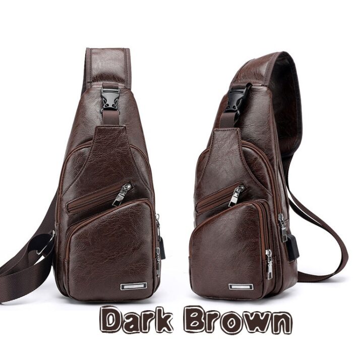 Fashion Men's  Leather Bag Chest Pack Crossbody Bags Messenger Bags Vintage Travel Bag  Casual Outdoor Shoulder Bags - 图片 9