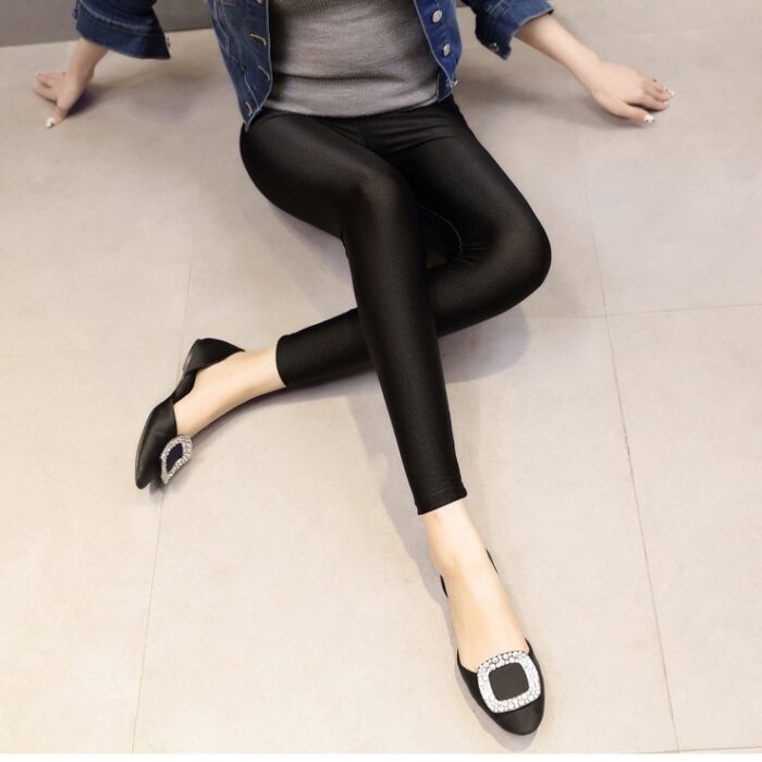 Women's Faux Leather Slim Leggings  High Elastic Sexy  Leggins  Stretch Waist Pants - 图片 7
