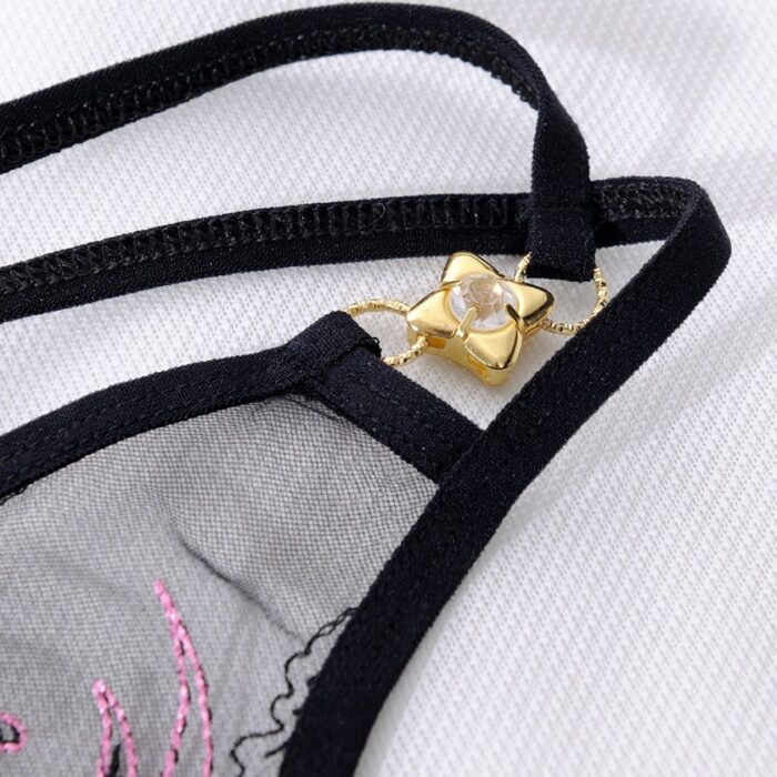 Women's Sexy Underwear Thong Panties Sexy G-String Lady's Embroidery Flowers Pendants - 图片 6