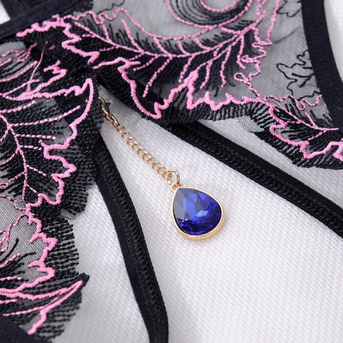 Women's Sexy Underwear Thong Panties Sexy G-String Lady's Embroidery Flowers Pendants - 图片 4
