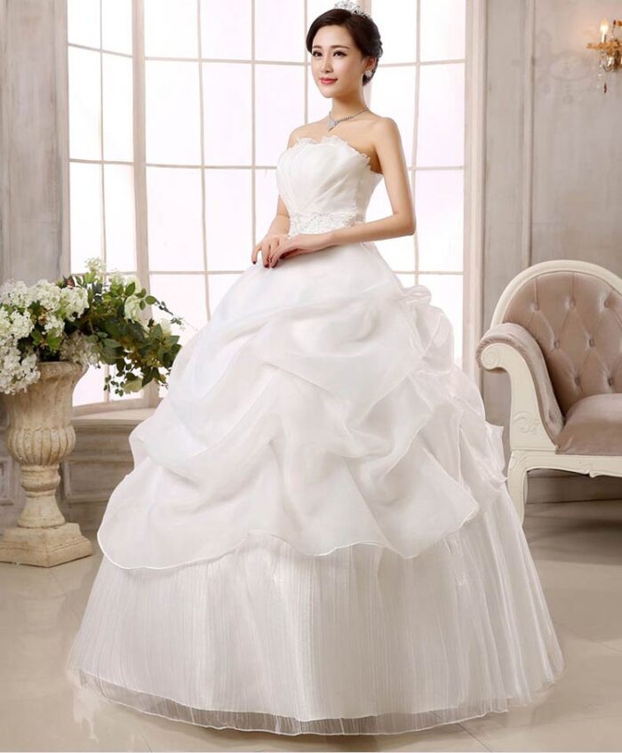 Wedding Dress  Fashion  White Luxury Lace Strapless Floor Length Dresses - 图片 4