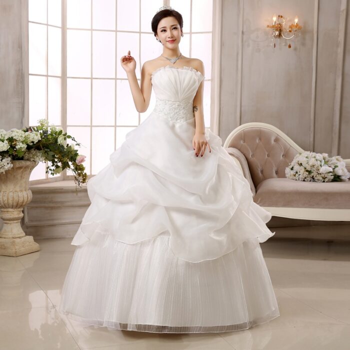 Wedding Dress  Fashion  White Luxury Lace Strapless Floor Length Dresses - 图片 6