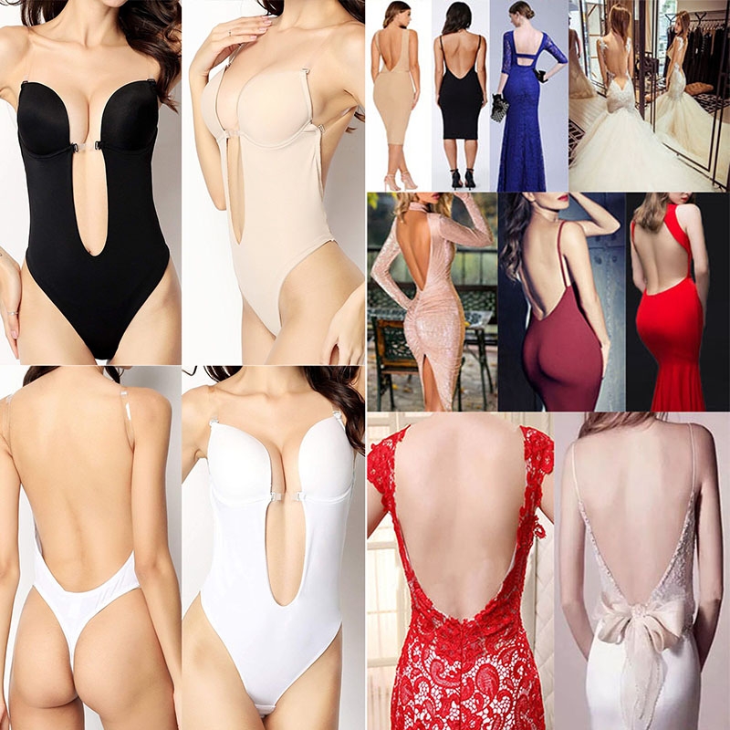 Deep V Underwear Backless Bra  U-shaped Wedding Party Backless Dress Underwear