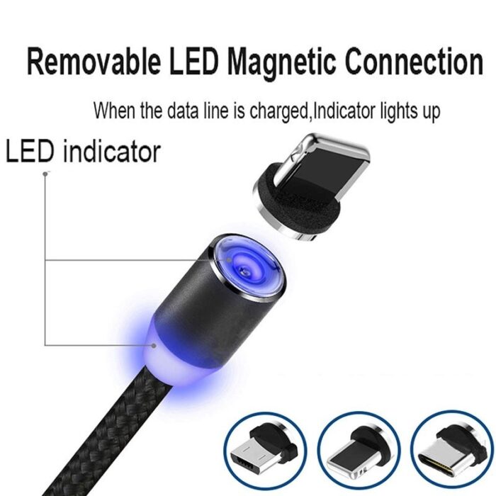LED Magnetic Charger Cable Mobile Phone  Cable  Smart Fast Charging USB Cord Cable for Type-C/Micro/Lightning - 图片 2