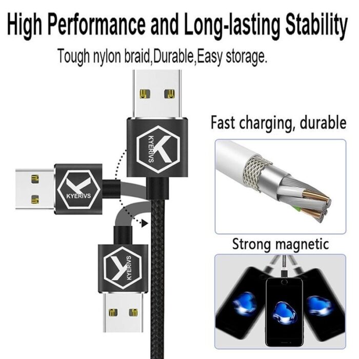 LED Magnetic Charger Cable Mobile Phone  Cable  Smart Fast Charging USB Cord Cable for Type-C/Micro/Lightning - 图片 3