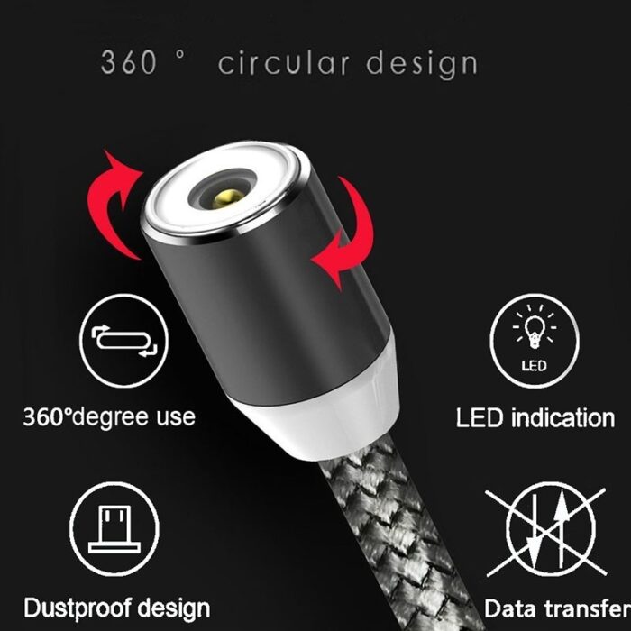 LED Magnetic Charger Cable Mobile Phone  Cable  Smart Fast Charging USB Cord Cable for Type-C/Micro/Lightning - 图片 10
