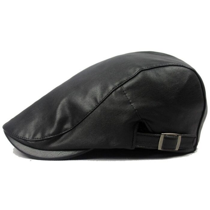 PU Leather Cap Ivy Newsboy Cabbie Gatsby Golf Driving Hat - 图片 2