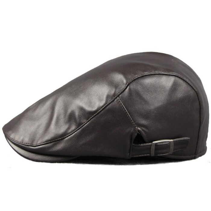 PU Leather Cap Ivy Newsboy Cabbie Gatsby Golf Driving Hat - 图片 3