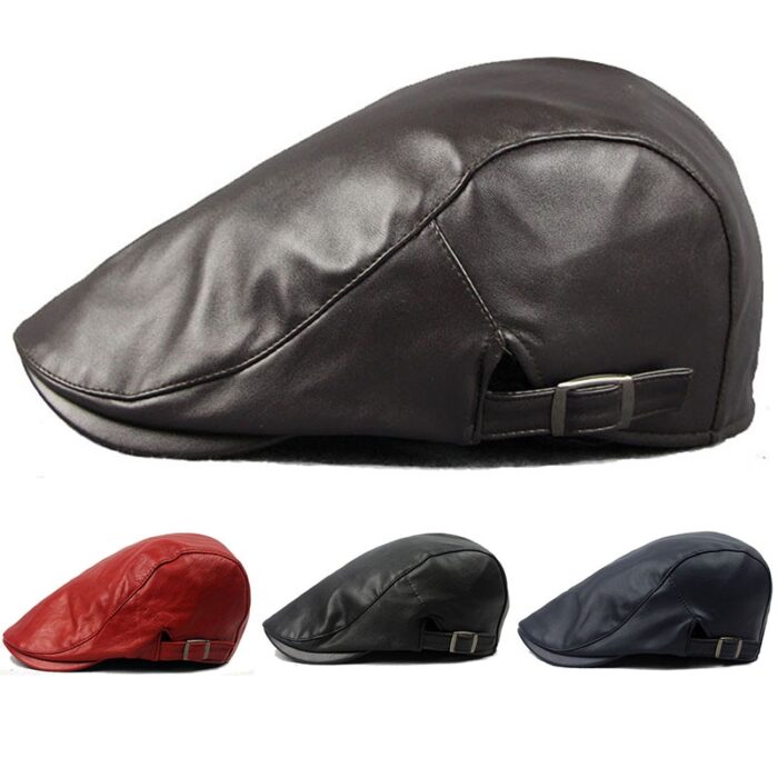 PU Leather Cap Ivy Newsboy Cabbie Gatsby Golf Driving Hat