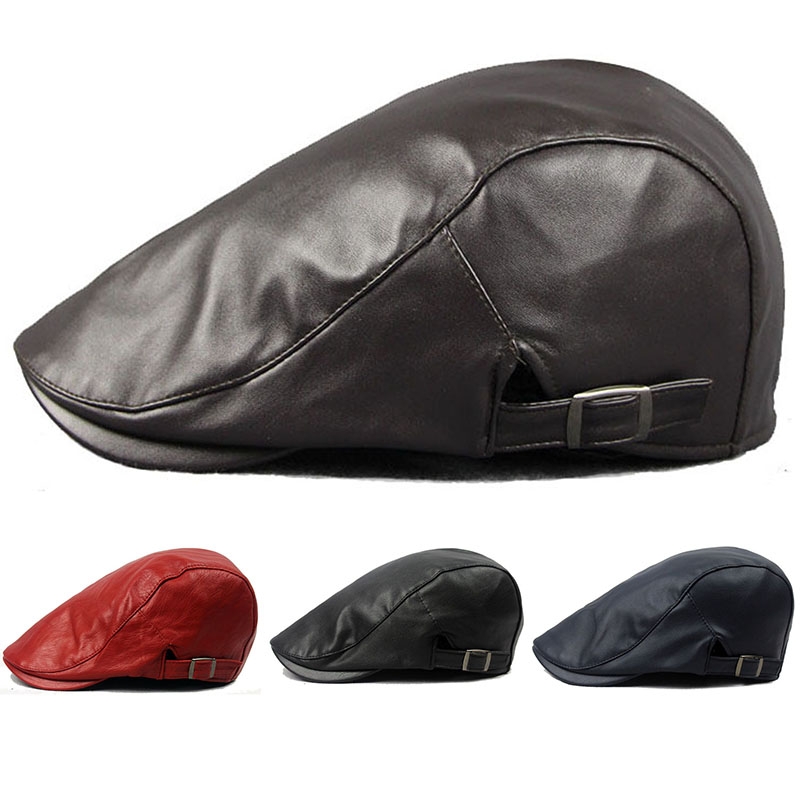 PU Leather Cap Ivy Newsboy Cabbie Gatsby Golf Driving Hat