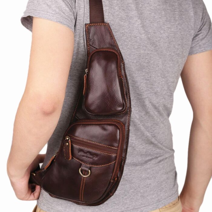 Genuine Leather Men Messenger Bag Casual Crossbody Bag Fashion Men's Handbag men chest bag Male Shoulder Bag - 图片 2