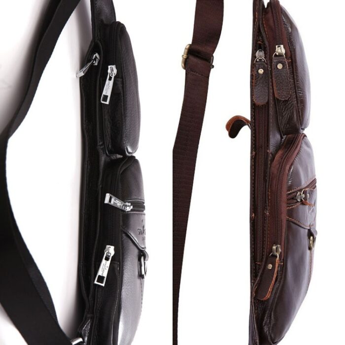 Genuine Leather Men Messenger Bag Casual Crossbody Bag Fashion Men's Handbag men chest bag Male Shoulder Bag - 图片 8