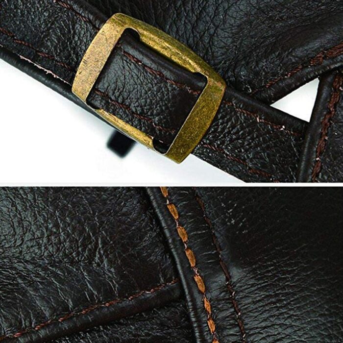Men's Flat Cap Beret Hunting Real Cowhide Leather Driver Cap Newsboy Hat - 图片 7