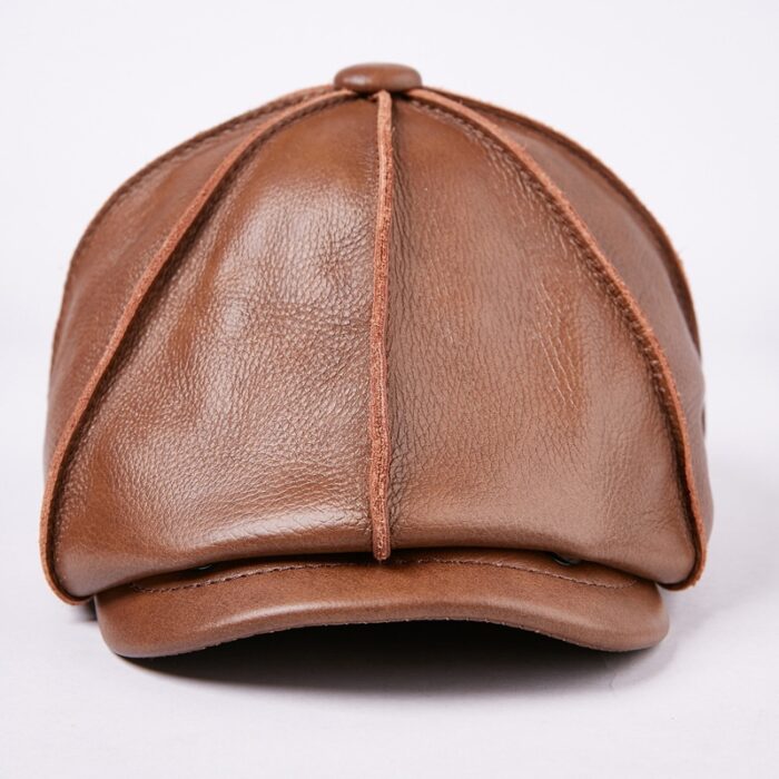 Mens Newsboy Caps Real Cow Leather Women Casual Brown Cap Ivy Duckbill Hats - 图片 13